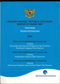 UNDANG-UNDANG REPUBLIK INDONESIA NOMOR 25 TAHUN 1992